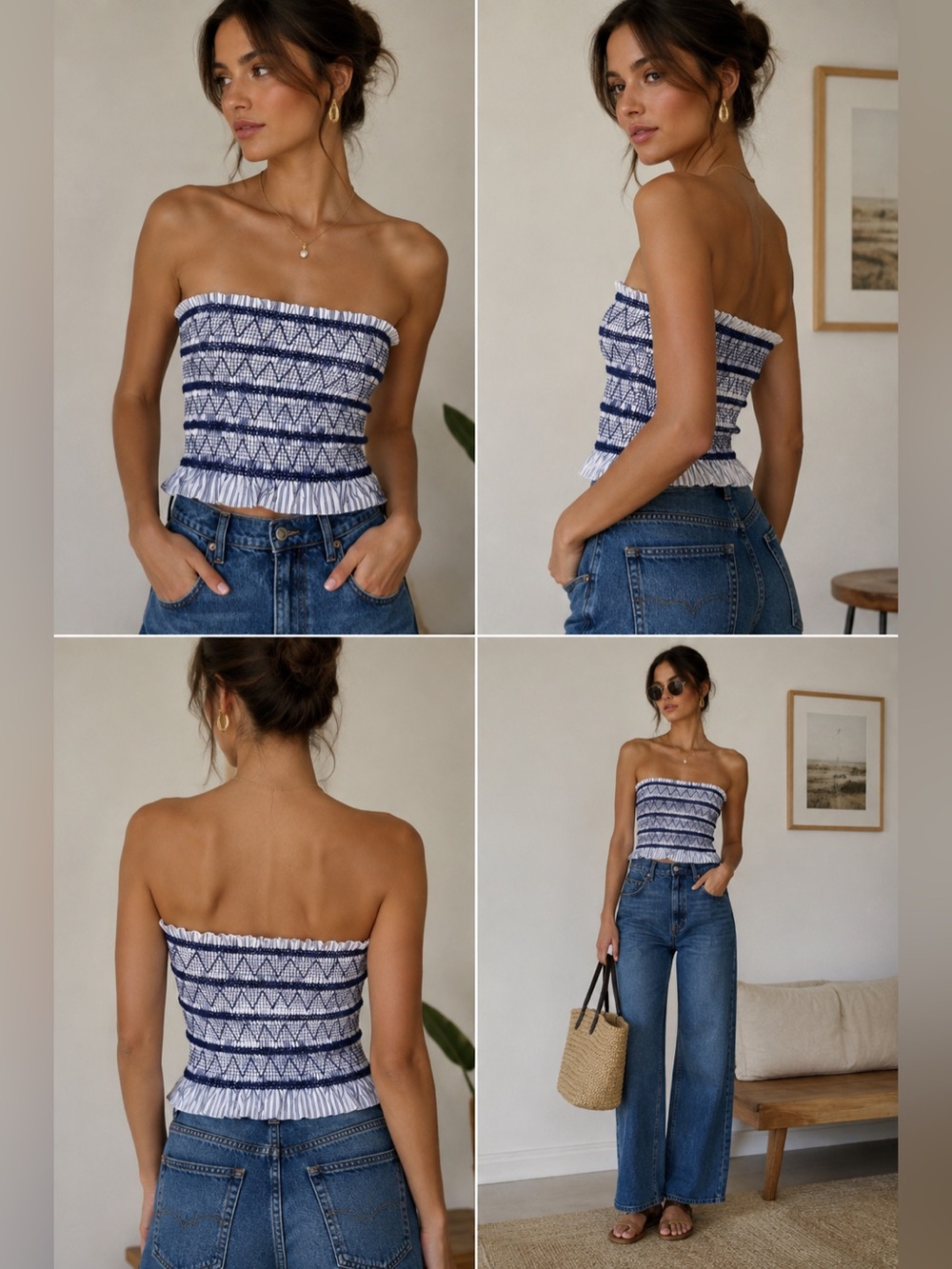 Christian Lacroix Smocked Strapless Top